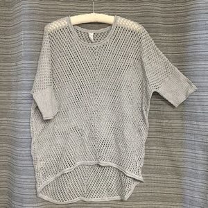 Indigenous Hand Loomed Organic Cotton Crocheted Sweater Light Grey One Size